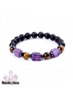 Pulsera de Amatista, Ojo de Tigre y Lava Bola 8 mm